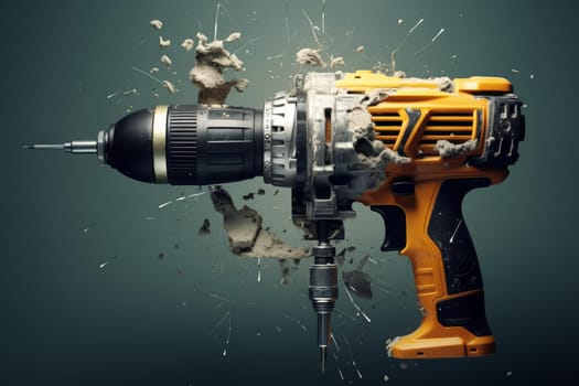 Heavy-duty Power drill. Metal work tool. Generate Ai