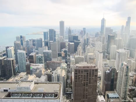 Chicago, USA - June 21, 2017: View from the center of John, Chicago is the city of skyscrapers. Chicago streets, buildings and attractions of the city of Chicago.