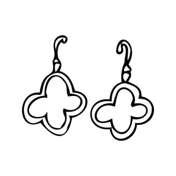 Hand drawn clover earrings doodle vector illustration. Can used for beauty banner for jewellery business.
