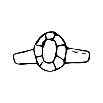 diamond ring sketch hand drawn illustration, top above. Vector illustration isolated. Hand drawn vector doodle - outline ring can used for banner, postcard, greeting card