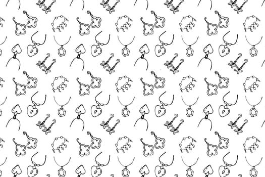 Seamless pattern of beauty female elements jewerly earrings and necklace. Vector illustration can used for textile, wrapping, scrapping, beauty fashion background