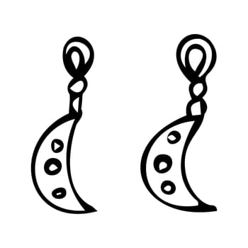Hand drawn diamond and moon earrings doodle vector illustration. Can used for beauty banner for jewellery business.