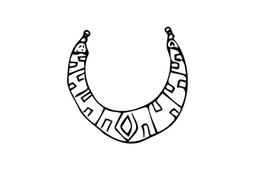 Necklace Icon Outline Illustration. Jewerly Vector Graphic, Doodle Sketch isolated. Vector illustration can used for hand made logo for jewerly beauty fashion banner, postcard.