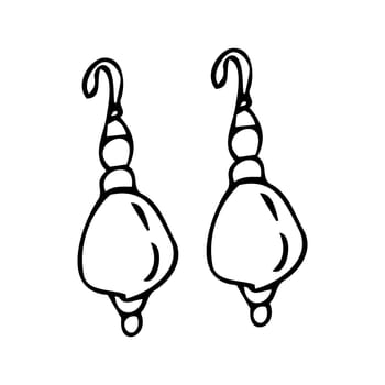 Hand drawn diamond pearls earrings doodle vector illustration. Can used for beauty banner for jewellery business.