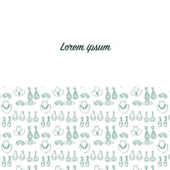 Beauty background template of sketches various female jewerly. Vector illustration isolated. Can used for textile, wrapping paper, cover design, beauty background.