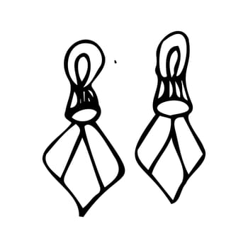 Hand drawn diamond earrings doodle vector illustration in romb shape. Can used for beauty banner for jewellery business, hand drawn sketch