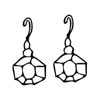 Hand drawn doodle - diamond earrings vector illustration. Can used for beauty banner for jewellery, wedding design.