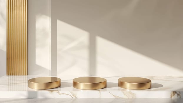 Trio of elegance on minimalist display. Created using AI generated technology and image editing software.