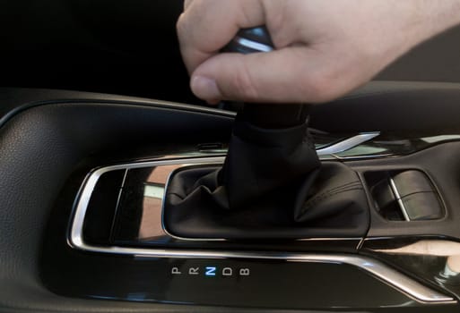 Driver driver putting N gear. Gear selector for an automatic transmission car