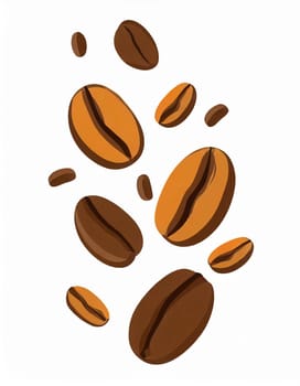 Flying coffee beans isolated on white background