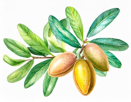 Olives on a branch isolated on a white background