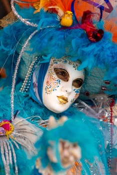 VENICE, ITALY - Febrary 7 2023: The masks of the Venice carnival 2024