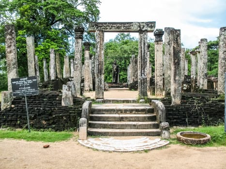 Polonnaruwa, Sri Lanka - May 23, 2017: Polonnaruwa, Sri Lanka. The ruins of an ancient temple, traces of an ancient highly developed civilization.