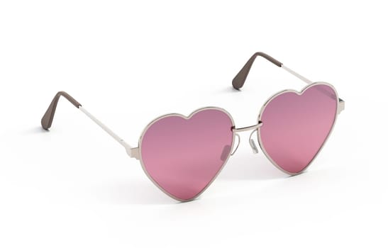 Heart shaped sunglasses isolated on white background. 3D illustration.
