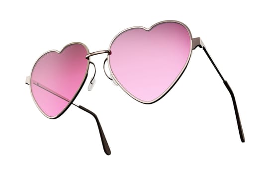 Heart shaped sunglasses isolated on white background. 3D illustration.