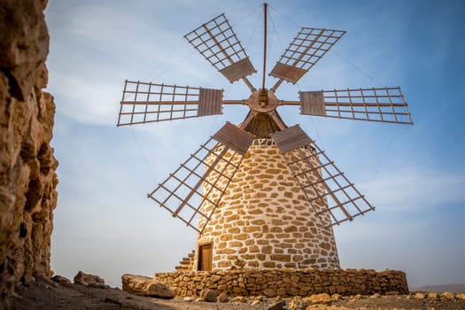 View on Tefia historical windmill on Fuerteventura, Canary Islands