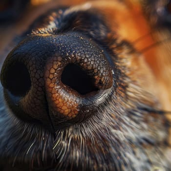 A curious dog's nose serves as a landing pad for a butterfly, its presence evoking intrigue in the animal's eyes. The close-up reveals the beauty of this fleeting encounter.