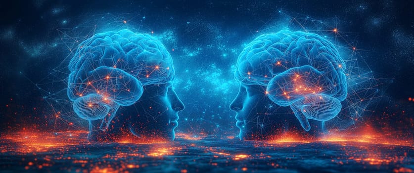 Telepathic communication human mind, visualizing of thoughts, meditation, consciousness and healing, mental health, brain waves