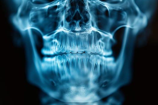 Denture x-ray, healthy tooth, dental health, teeth hygiene, medical concept, root canal treatment at the dentist