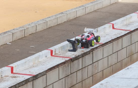 Merida, Spain - Jan 28th, 2024: Extremadura 1/8tt gas Championship RC Car, Merida. Pit stop area