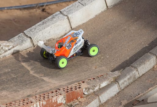 Merida, Spain - Jan 28th, 2024: Extremadura 1/8tt gas Championship RC Car, Merida. Pit stop area
