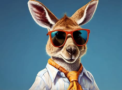 Funny kangaroo in sunglasses