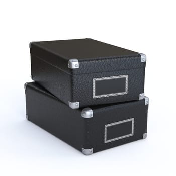 Two black storage boxes 3D rendering illustration isolated on white background