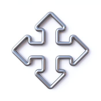 Four heads arrow 3D rendering illustration isolated on white background