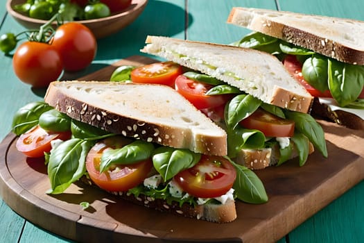 A sandwish with tomatoes and balilikum