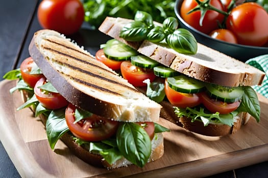 A sandwish with tomatoes and balilikum