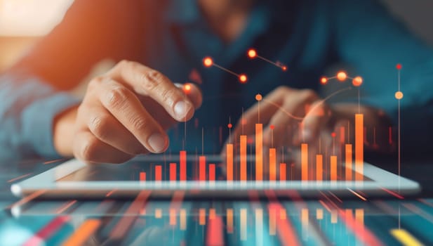Stock market or forex trading graph and candlestick chart suitable for financial investment concept. Economy trends background for business idea and all art work design. Abstract finance background.
