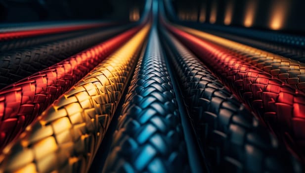 Colorful cables showcasing technology and connectivity