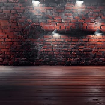 An atmospheric brick wall bathed in soft light, with a polished wooden floor stretching out before it. It sets the scene for an intimate and warm interior