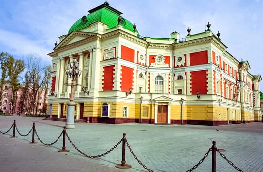 Irkutsk, Russia - July 11, 2010: Historical buildings and monuments in the streets of the city of Irkutsk in Krasnoyarsk Krai, Russia.