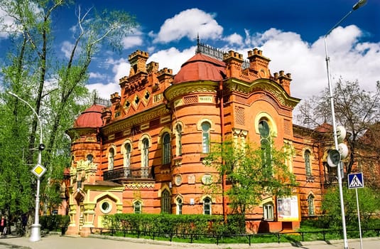 Irkutsk, Russia - July 11, 2010: Historical buildings and monuments in the streets of the city of Irkutsk in Krasnoyarsk Krai, Russia.