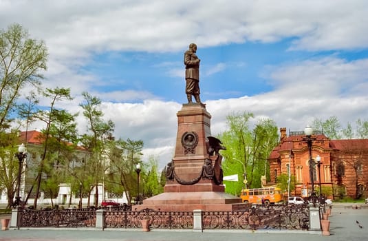 Irkutsk, Russia - July 11, 2010: Monument to Alexander the Third in Irkutsk in Krasnoyarsk Territory, Russia