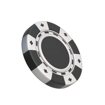 Black gambling chip 3D rendering illustration isolated on white background