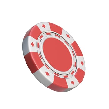 Red gambling chip 3D rendering illustration isolated on white background