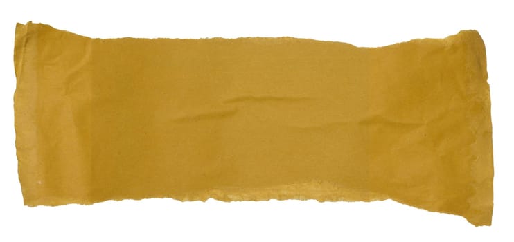 Brown piece of cardboard with torn edges on isolated background