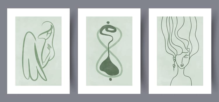 Portrait women elegance body wall art print. Printable minimal abstract women poster. Set, bundle. Wall artwork for interior design. Contemporary decorative background with body.