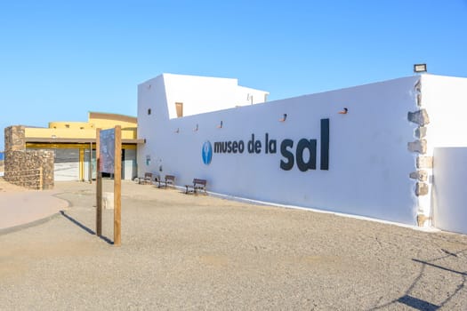 Antigua, Spain, February 15th 2024: View on the entrance of Del Carmen Saltworks museum in Fuerteventura, Canary Islands