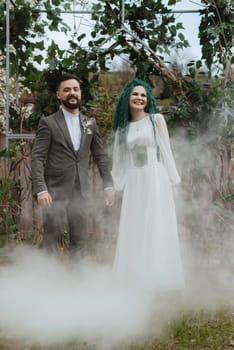 the first wedding dance of the bride and groom in the glade of the country club