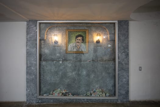 Medellin, Colombia - December 9, 2023: Memorial of famous drug dealer Pablo Escobar in Open-air museum.