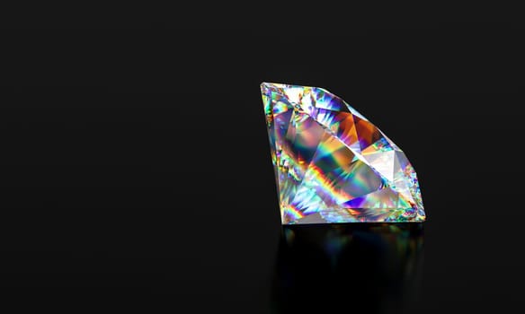 image of a sparkling diamond on black background 3d render