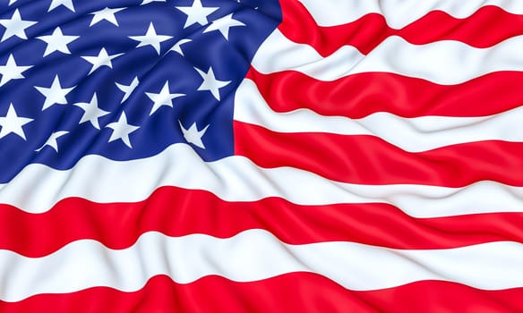 flag of the united states of america moved by the wind. 3d illustration rendering