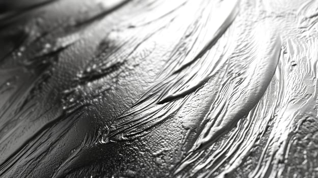 Detailed view of monochrome background showing textured wavy strokes of a silver brush. Ideal for use as an artistic background