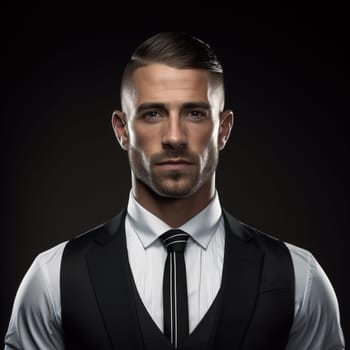 portrait photo of a 27 year old male barber, glamorous elegance style