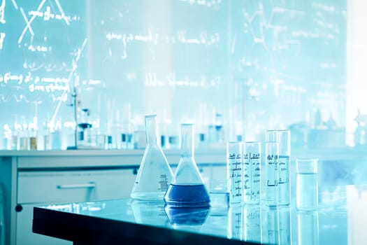 Modern Laboratory: Research and Innovation.Scientific glassware in a high-tech laboratory.