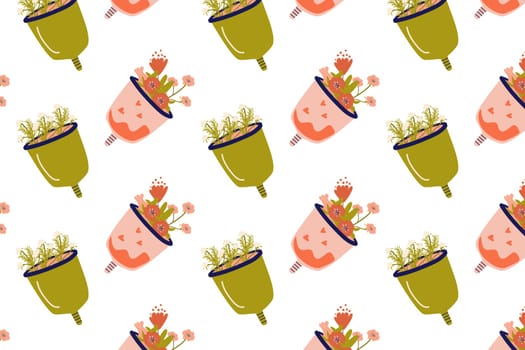Menstrual cup seamless pattern. Vector illustration isolated. Can used for wrapping paper, woman healthy concept, reusable supplies in periods.