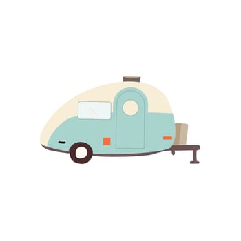 Camping trailer for travel - color icon illustration . Vector illustration can used for kids poster, summer and spring camping explore banner, education card, postcard, celebration background.